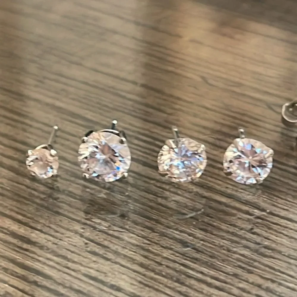 Sterling Silver Stud CZ Earrings
